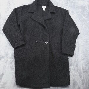 Wren New York Womens Size Large Sherpa Style Overcoat Black Classic
